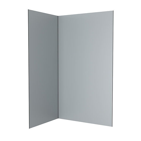 Pack de 2 panneaux muraux de salle de bains, gris avec profilés noirs, l.120 90 x H.210 x P.0,3 cm, Galedo Alucolors
