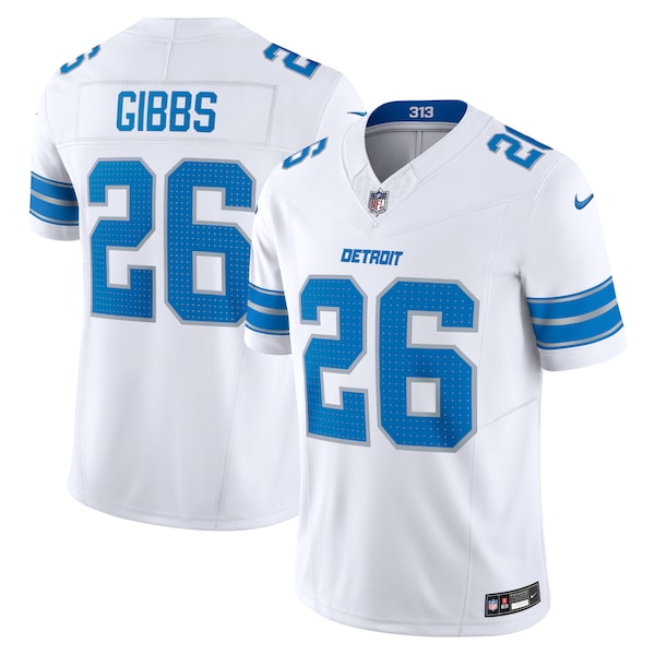 Jahmyr Gibbs Detroit Lions Nike Vapor F.U.S.E. Limited Jersey - White/Blue