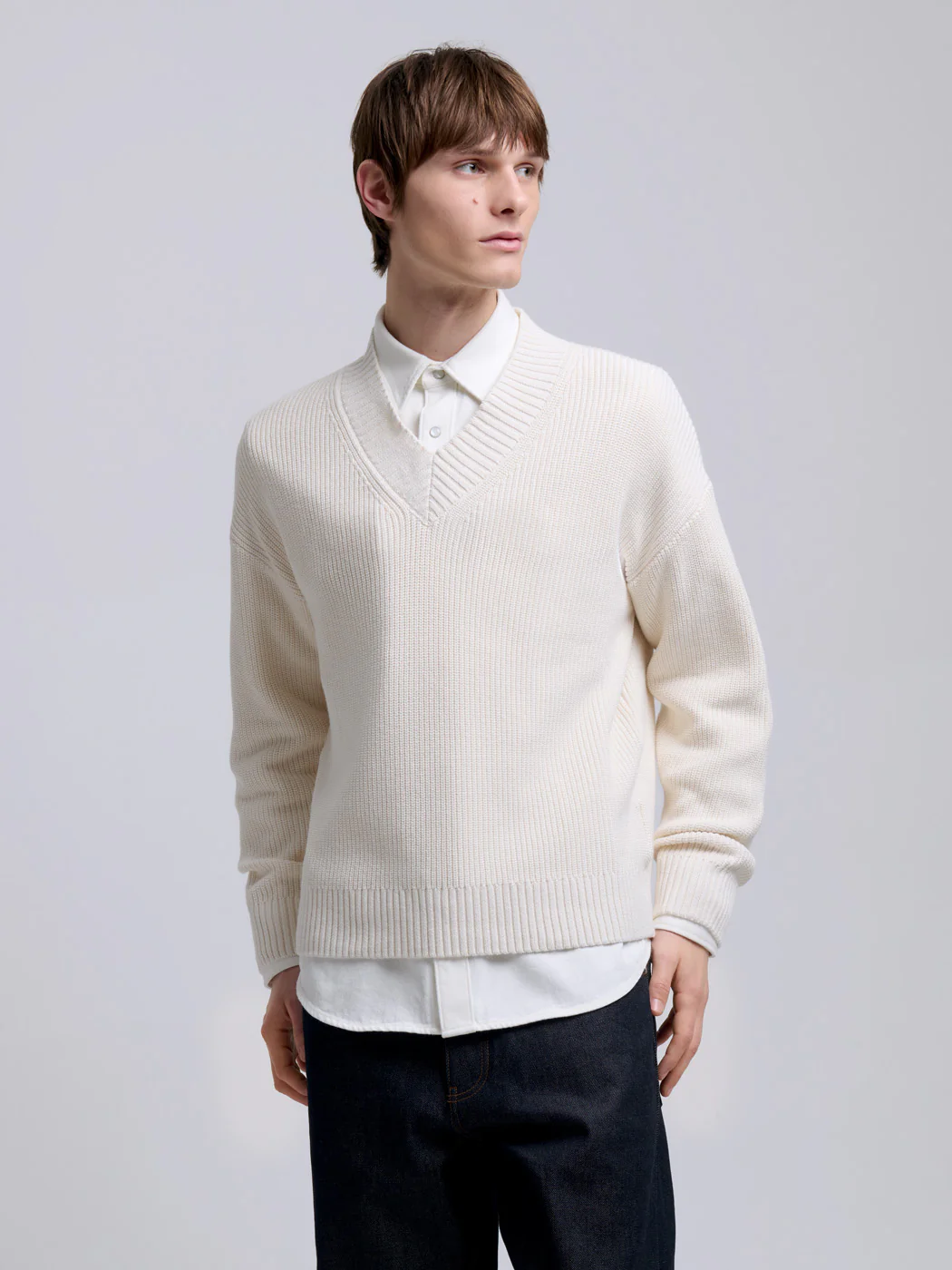 Pull col V en maille perlée - L'atelier