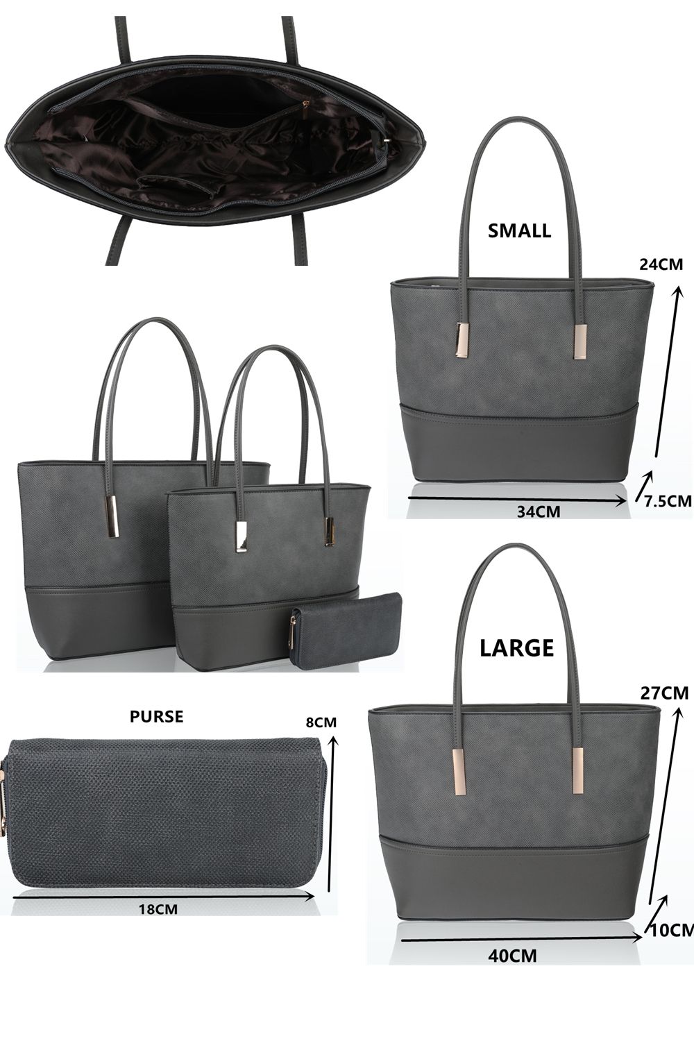 Fontanella Fashion Classico 3in1 PU Leather hangbag x totebag with Purse