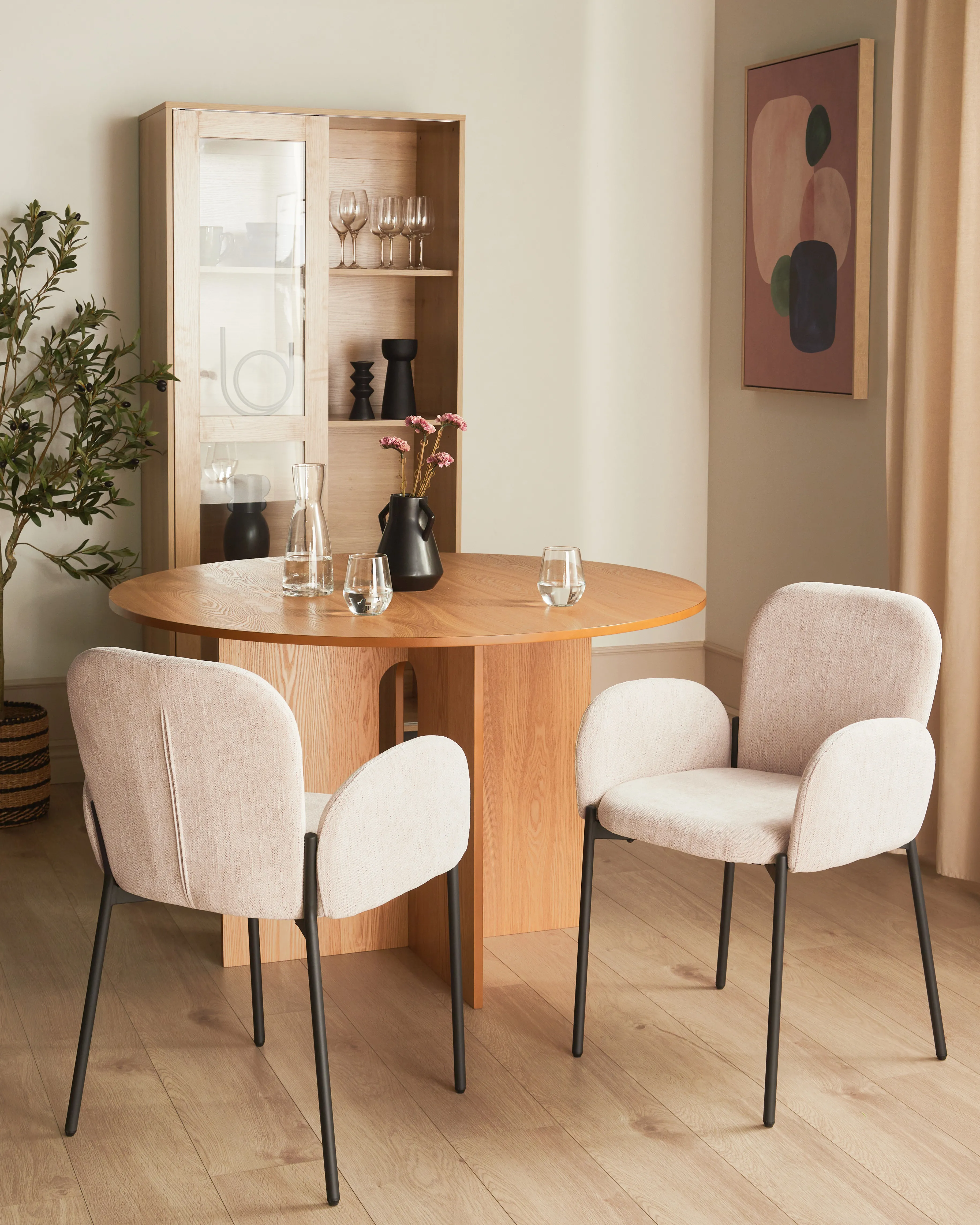 Set of 2 Dining Chairs ALBEE Fabric Beige