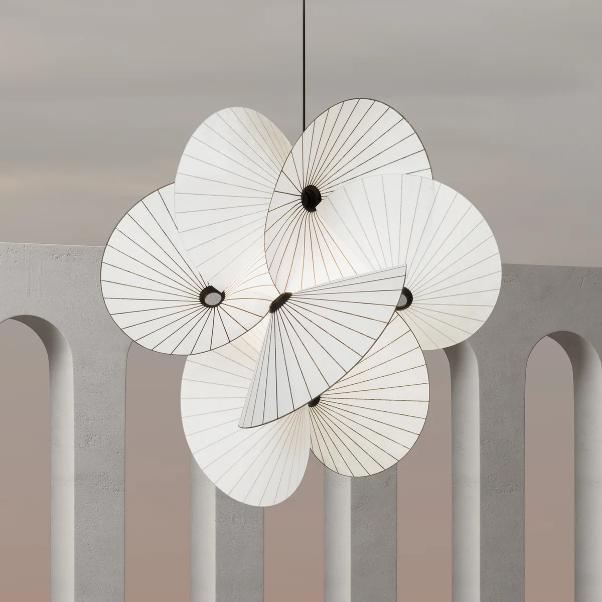 Moooi - Serpentine Pendelleuchte 8, weiß / schwarz