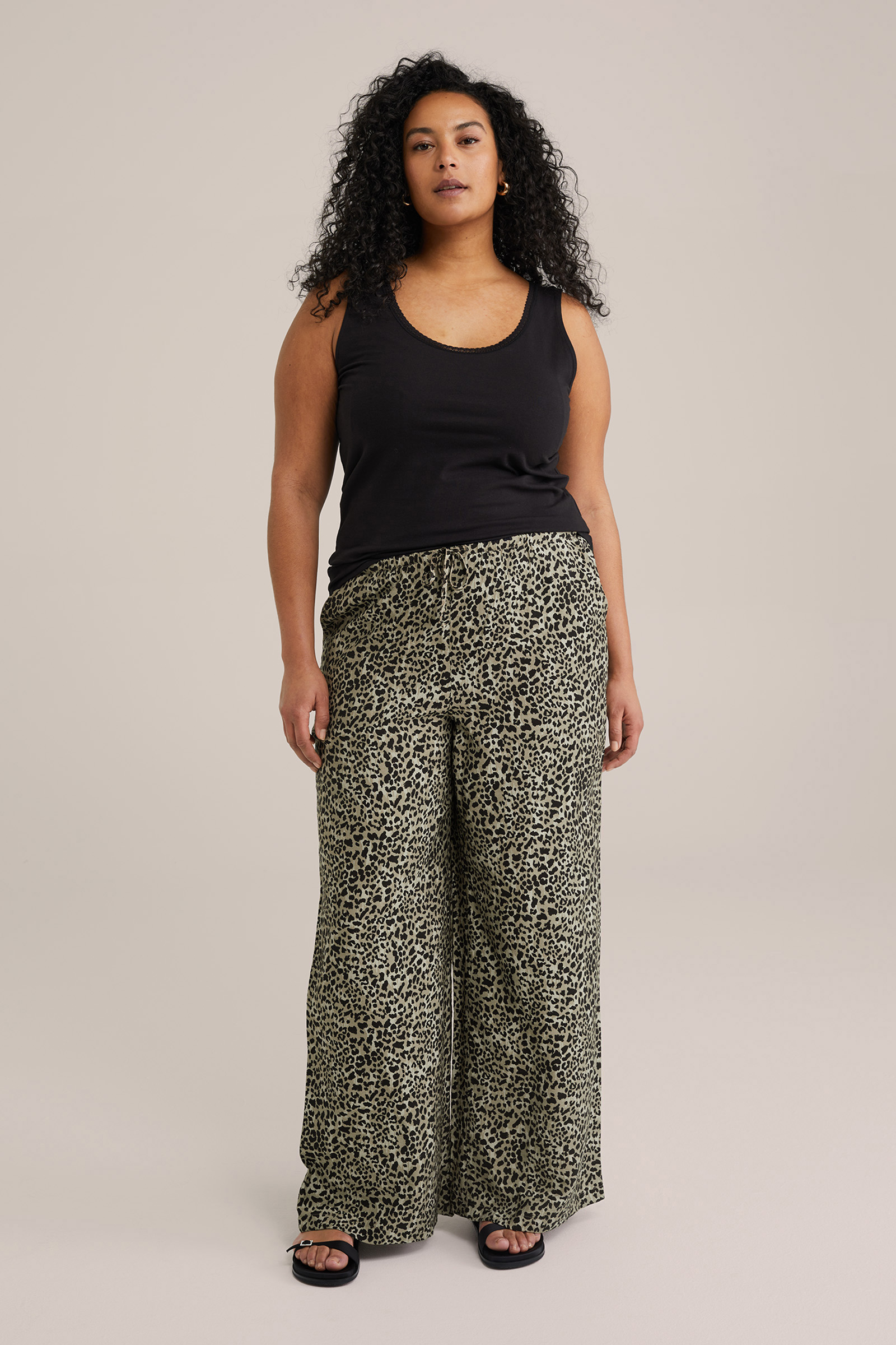 Dames Wide leg broek met print - Curve