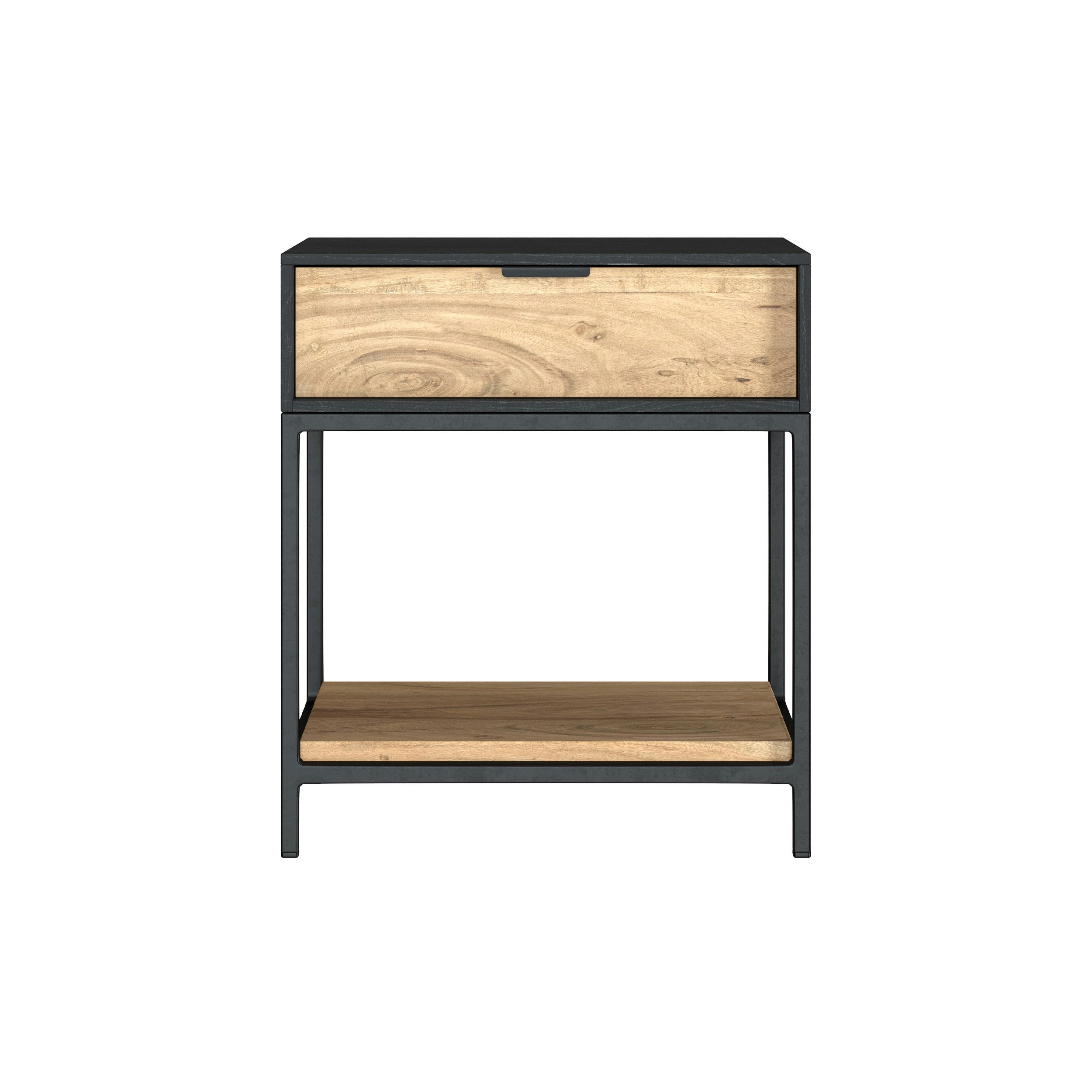 JAKSON - Table de chevet en bois et métal noir 1 tiroir