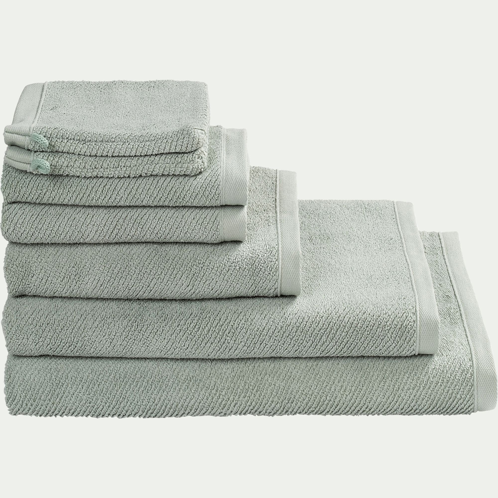 COLINE - Serviette de toilette en bouclettes de coton bio 50x90cm - vert olivier