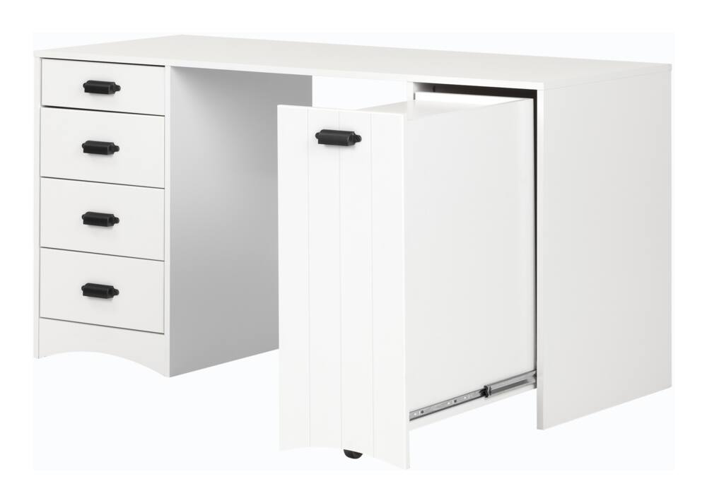 South Shore Artwork 5-Drawer Sewing & Craft Table/Desk With Storage, Pure White