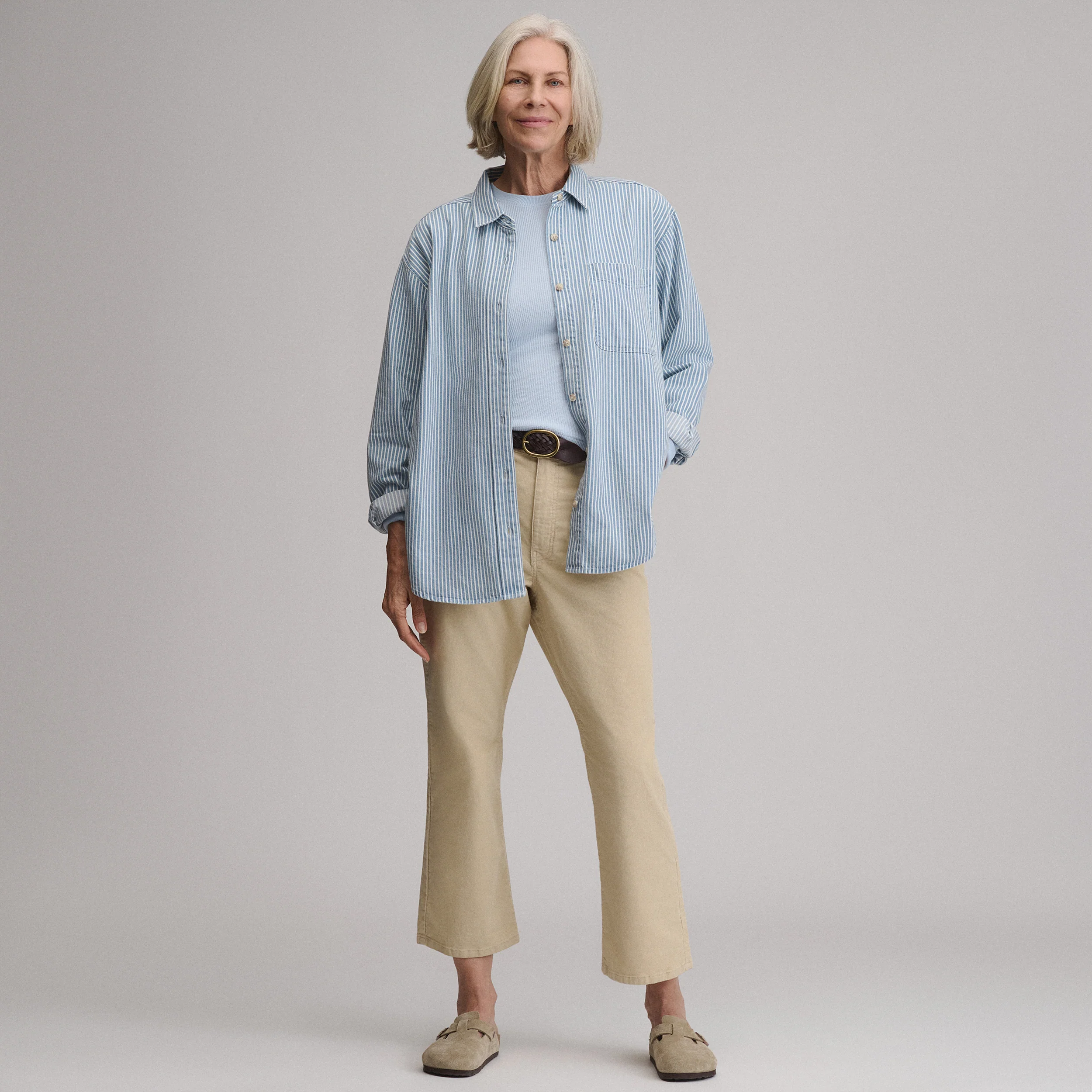 Women's Long-Sleeve Denim Boyfriend Overshirt