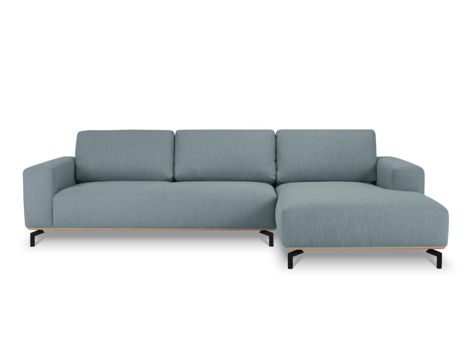 MARC - Canapé D'Angle Droit 5 places en Tissu Structurel Bleu