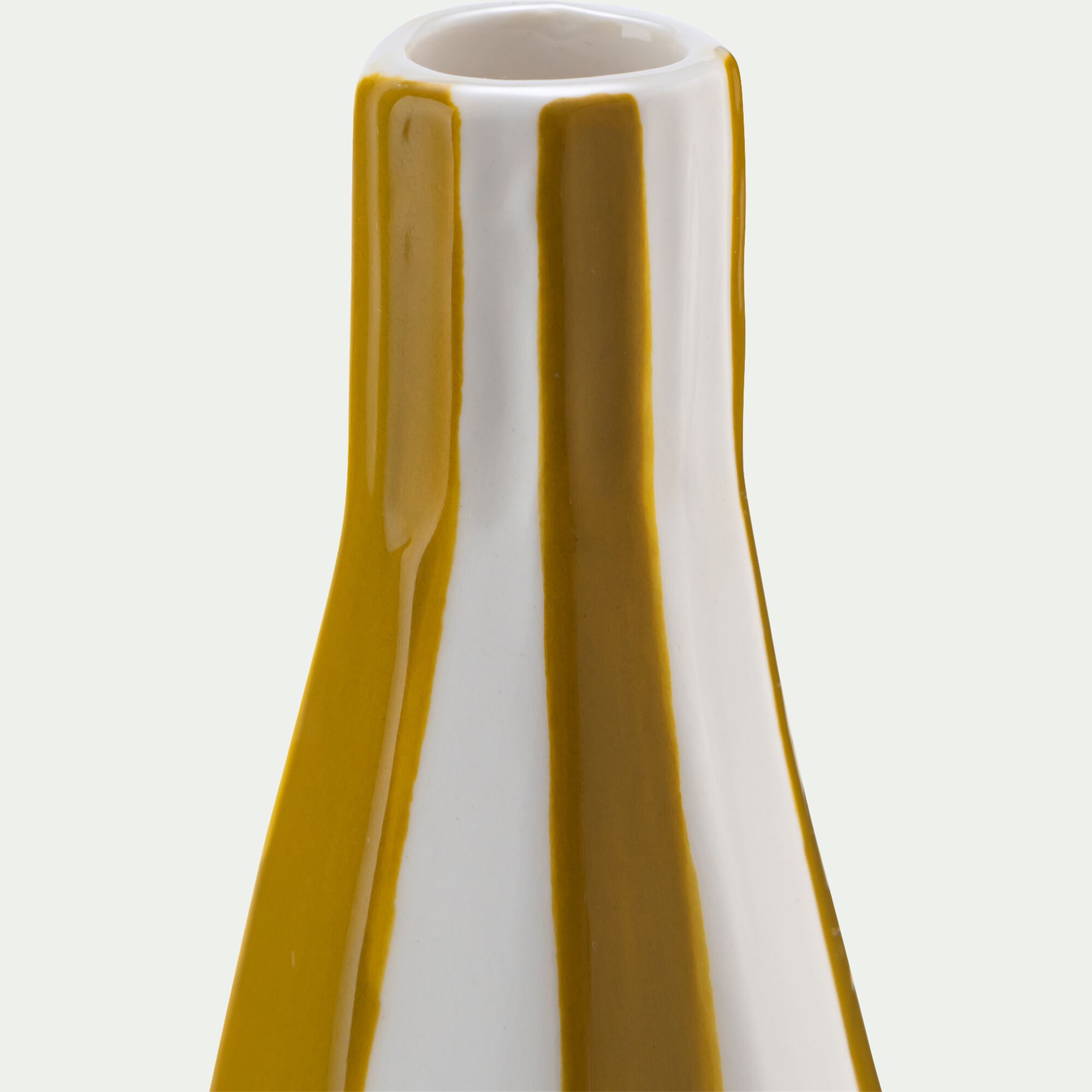 CAMPECHE - Vase bouteille en grès H13,7cm - jaune et blanc