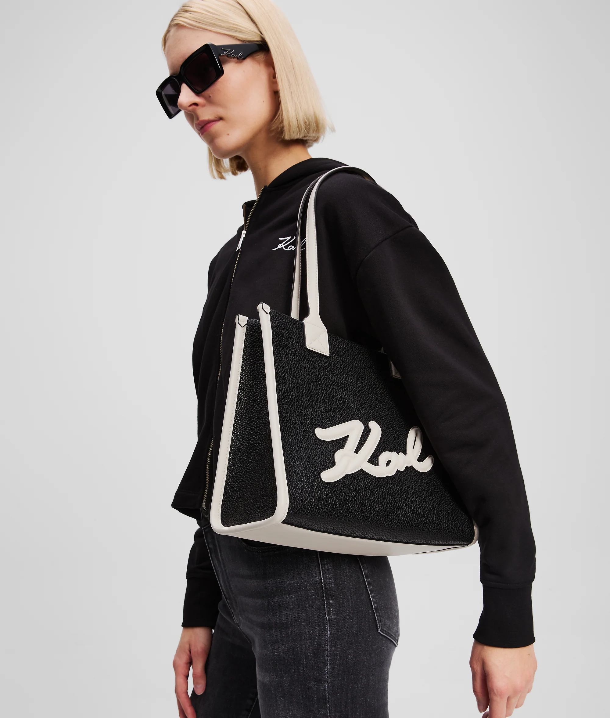 Cabas de taille moyenne en cuir grainé K/Skuare
