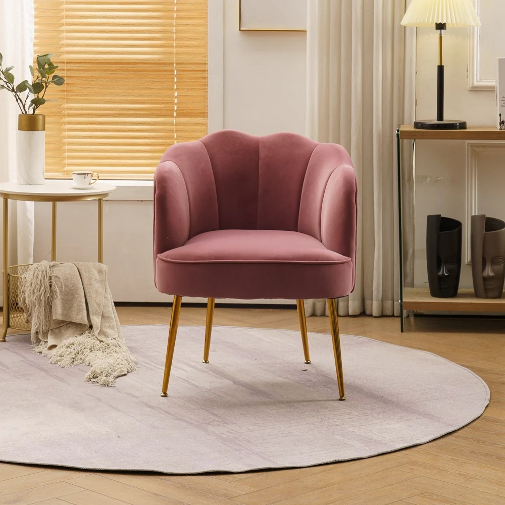 Shell Shape Velvet Fabric Armchair Accent Chair