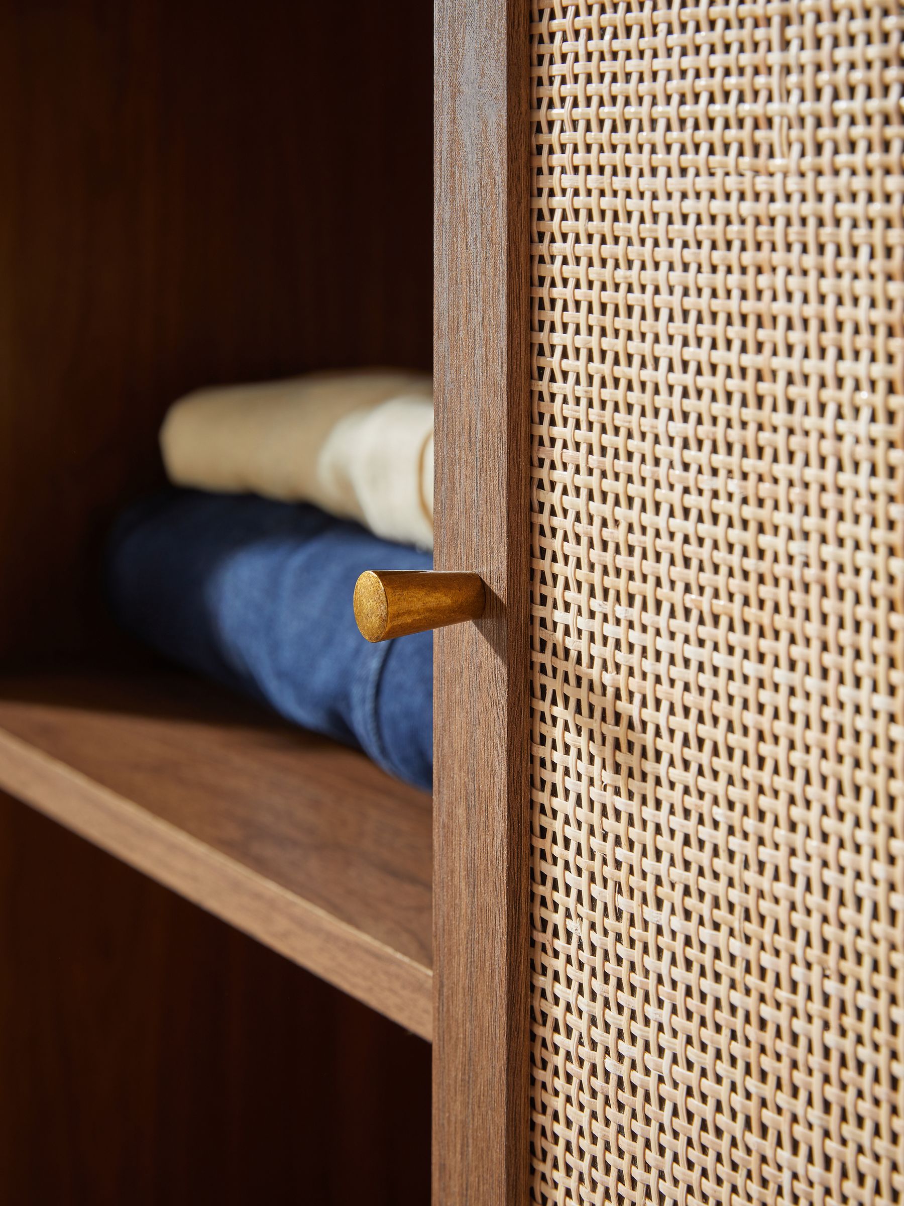 Pavia Rattan Triple Wardrobe in Dark Oak Effect