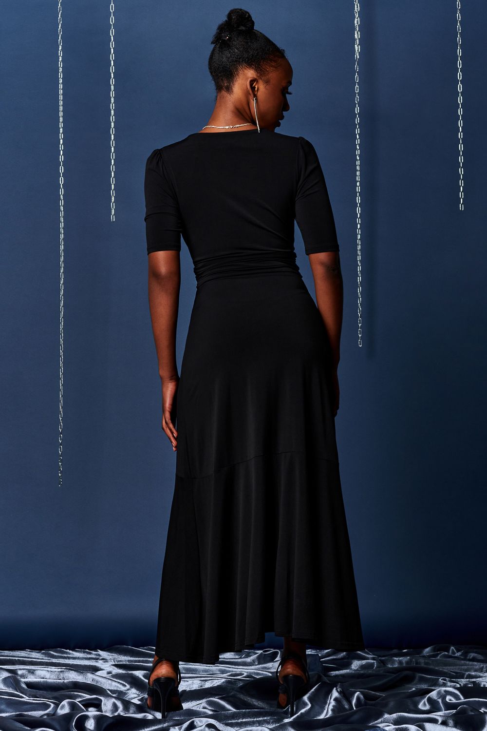 Jolie Moi Wrap Front Frill Hem Maxi Dress