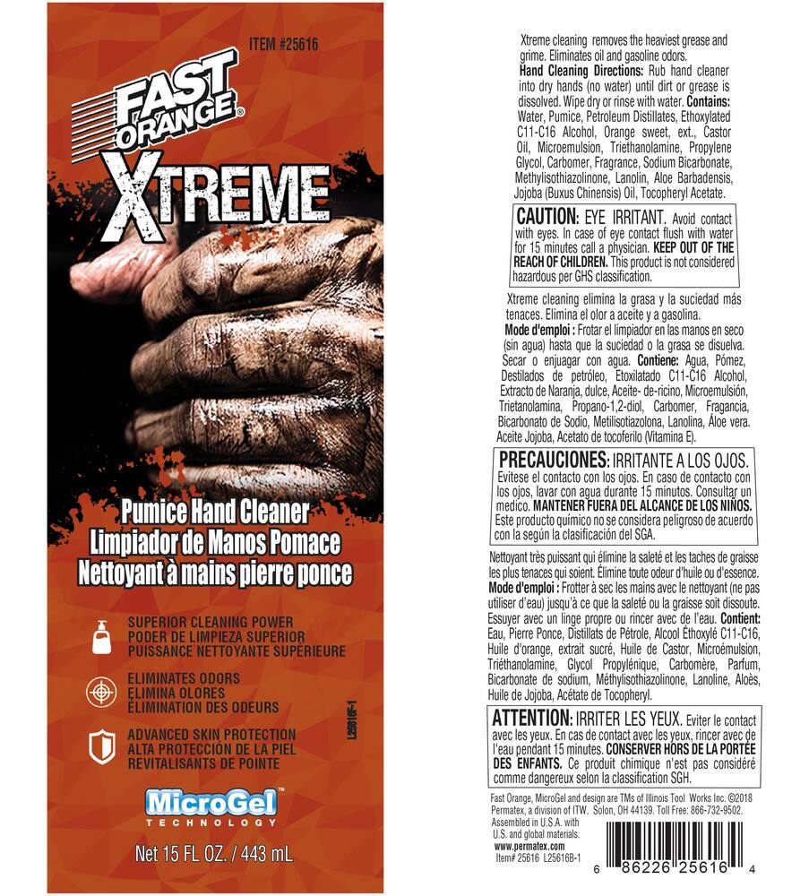Fast Orange Xtreme Pumice Waterless Hand Cleaner, 443-mL
