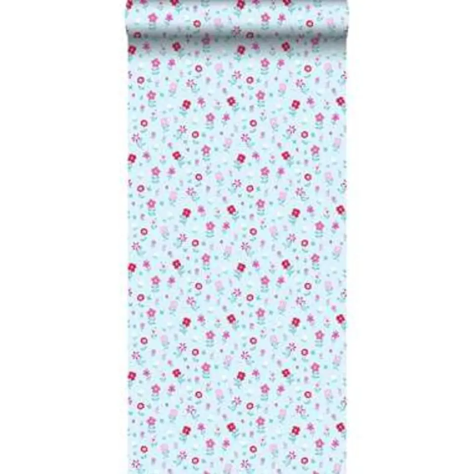 ESTAhome behang - bloemen - turquoise - 53 cm x 10,05 m