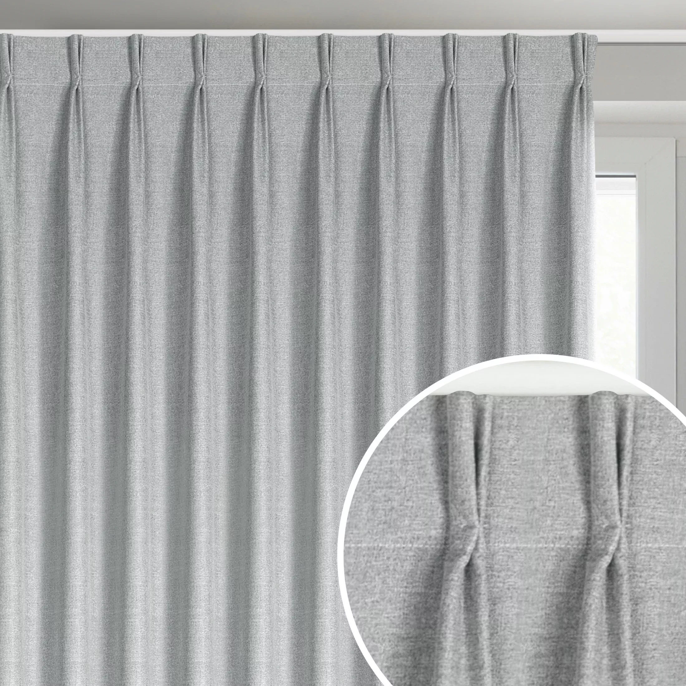 Zasłona srebrna z 100% zaciemniającej tkaniny typu blackout 125x270 cm (wymiar podany na gotowo) system flex - NELISA