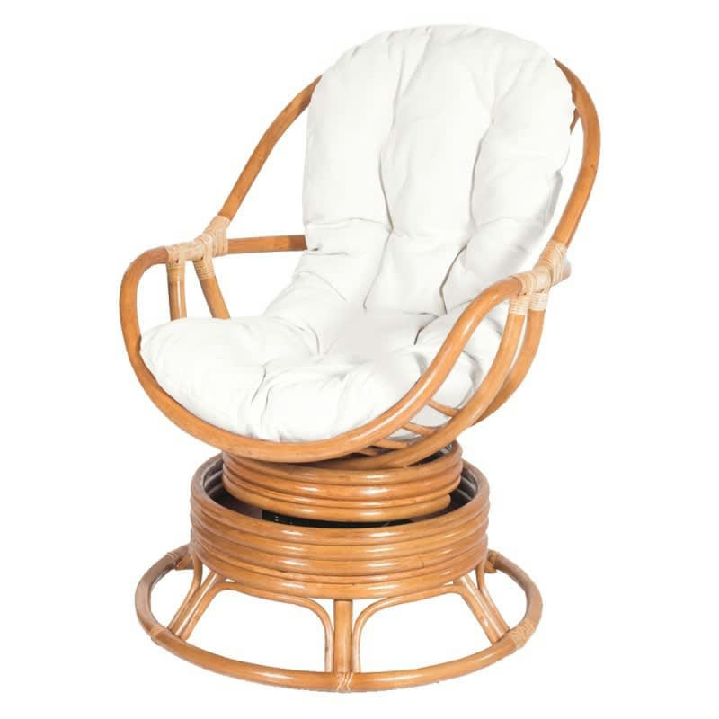 JAVA - Fauteuil pivotant en rotin marron