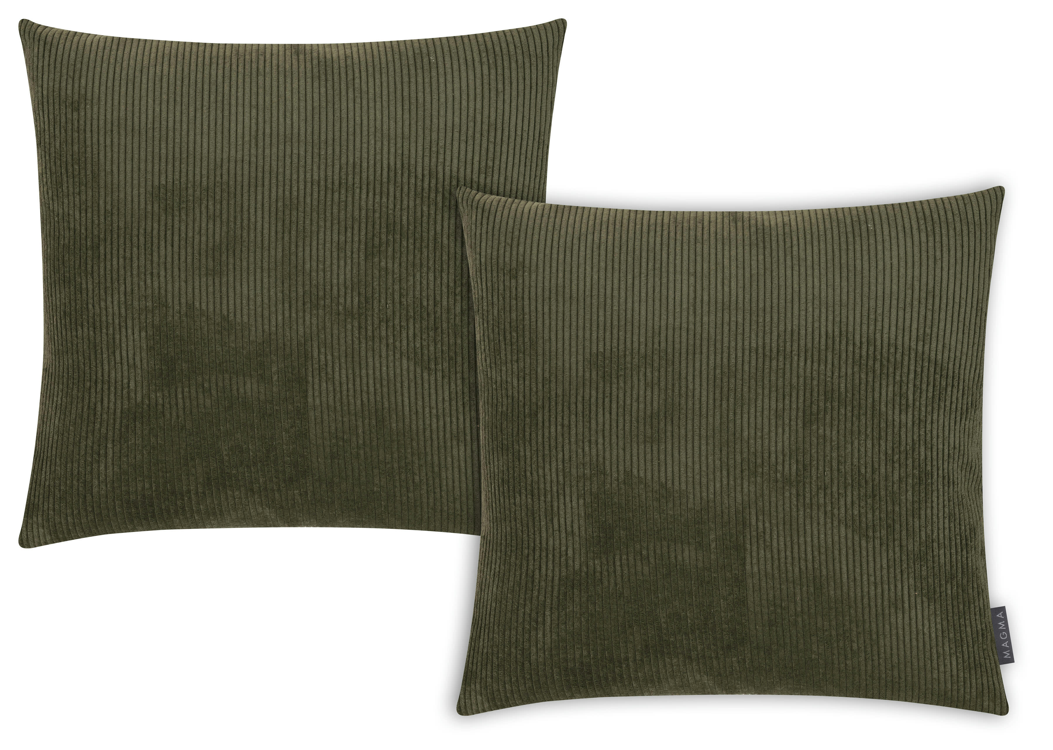 INGA - Housses de coussin velours cotelé vert-Lot de 2-50x50