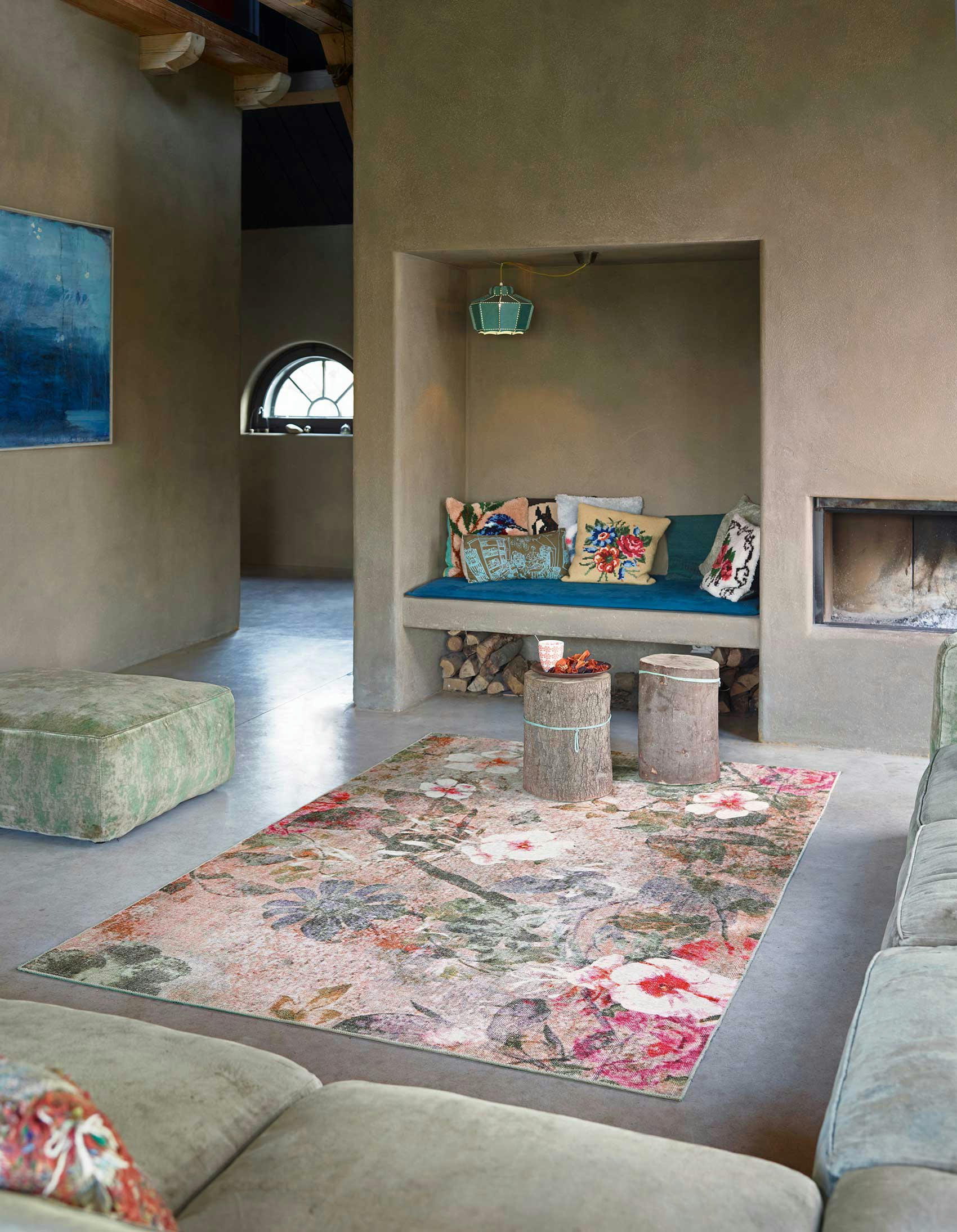 LIFETIME - Tapis plat motif floral coloré bohème 120x170