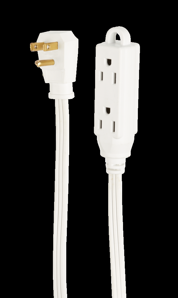 NOMA 9-ft 10-in 14/3 Indoor Extension Cord with Right Angle Plug, 3 Grounded Outlets, White