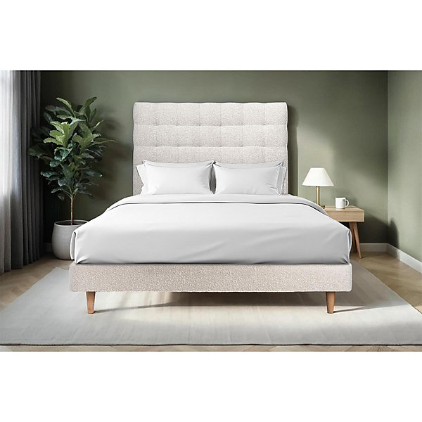 Lit avec tête de lit capitonnée et sommier kit- Lit en bois massif
