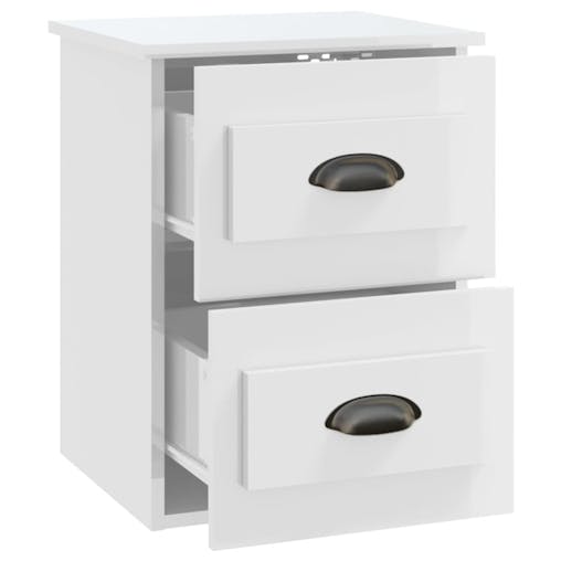 NNEVL Wall-mounted Bedside Cabinets 2 pcs High Gloss White 41.5x36x53cm
