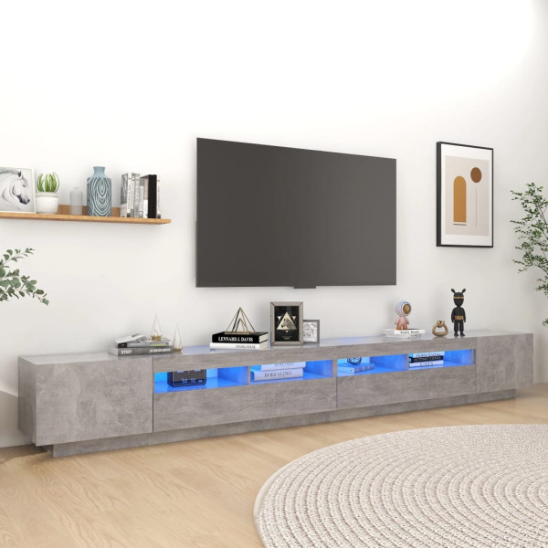 Szafka pod TV z oświetleniem LED szarość betonu 300x35x40 cm