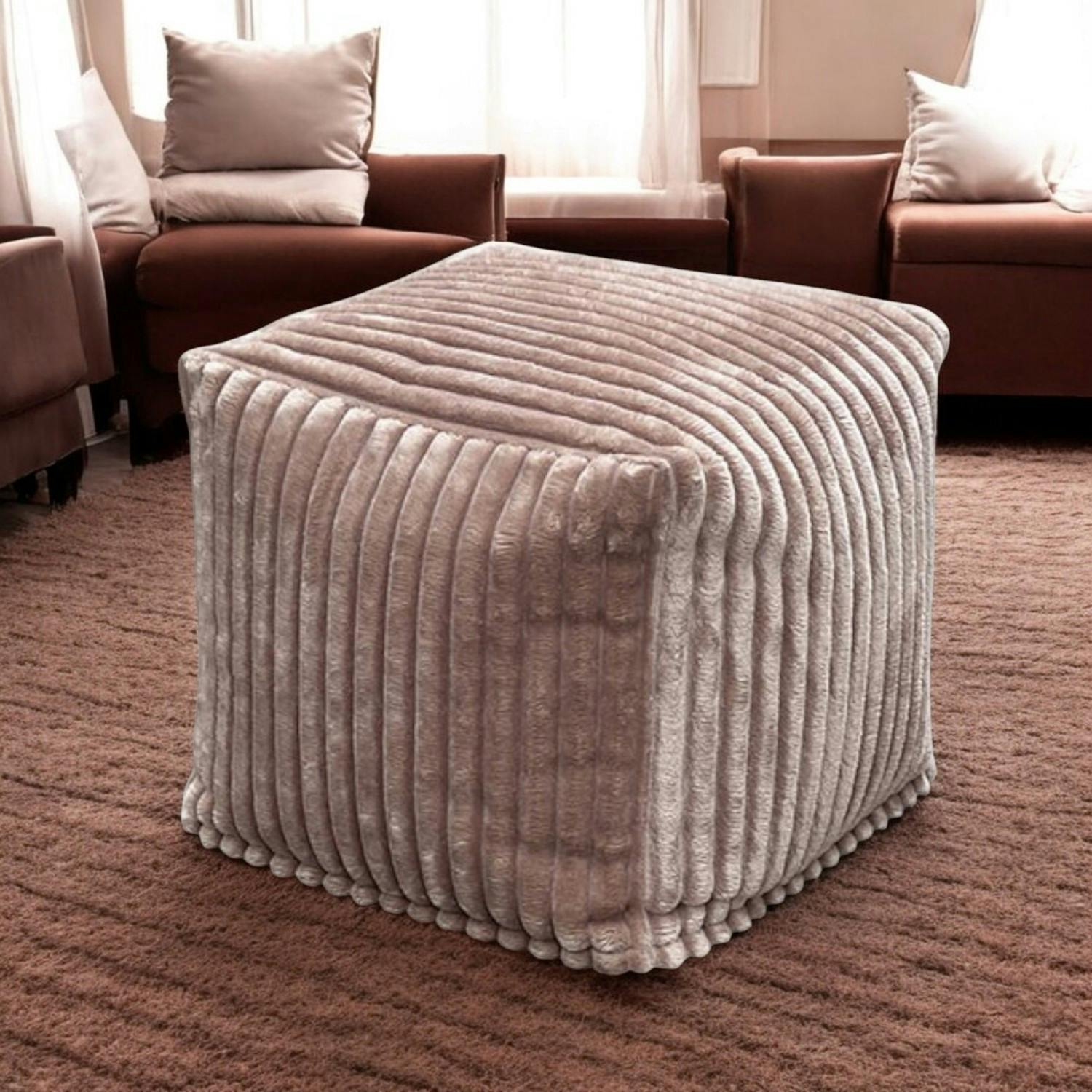 Pouf carré velours grosses côtes camel VISBY