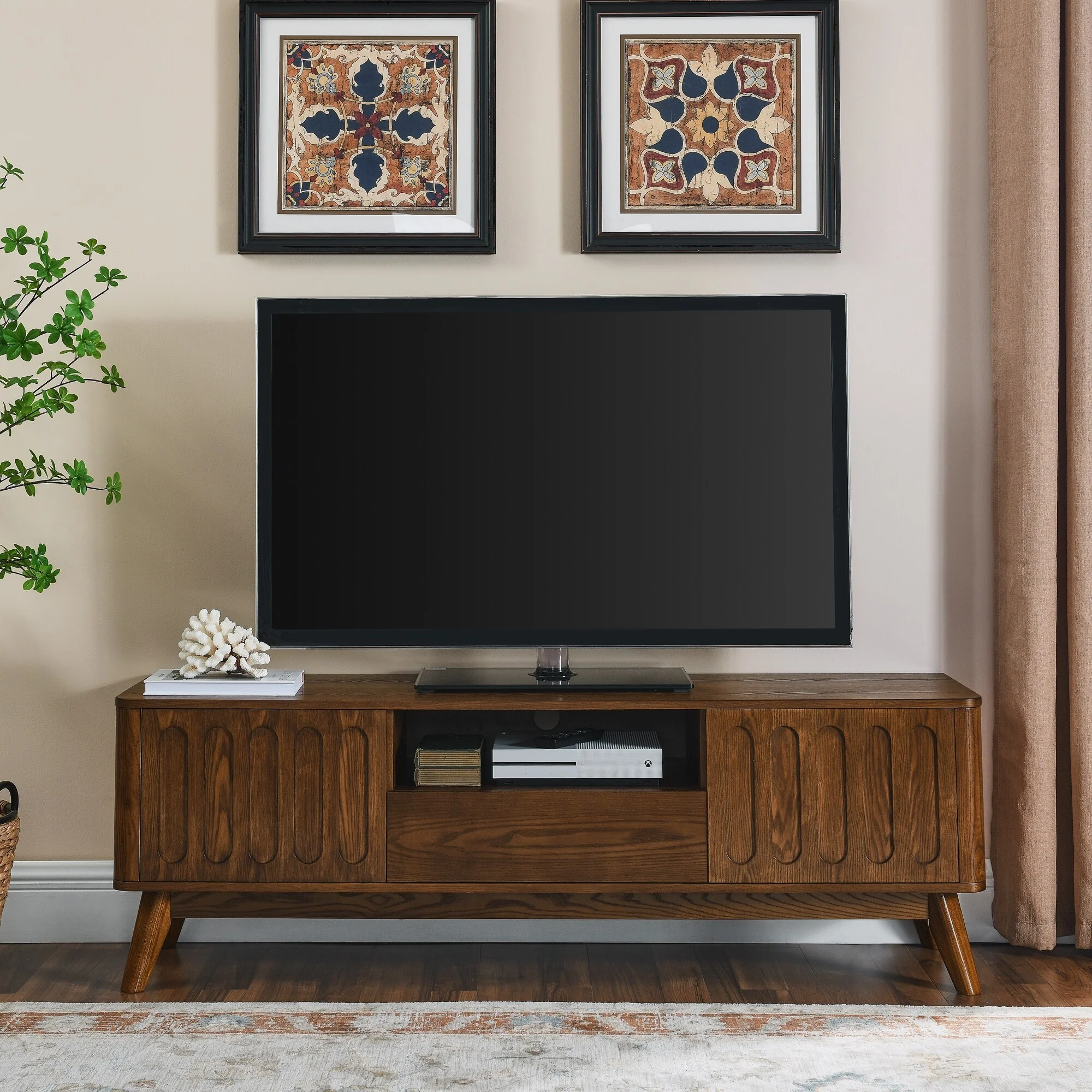 Mid Century Modern TV Stand for 65-Inch TVs - Farmhouse-Style Media Console with Storage, Drawers