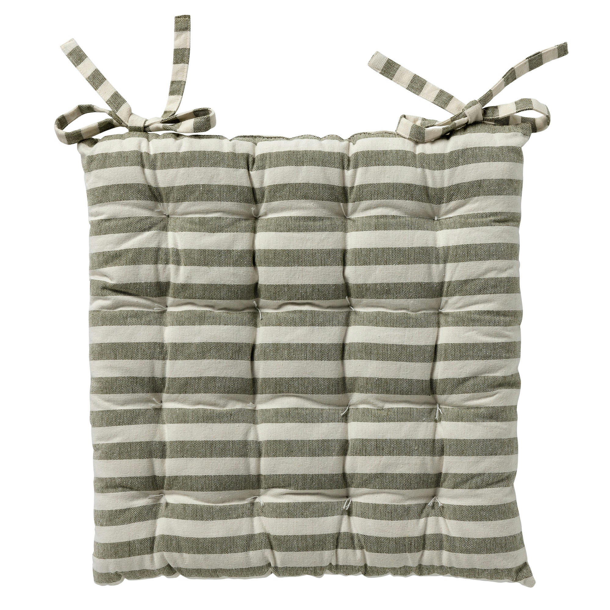 Cooper - Galette de chaise vert en coton et polyester 40x40 cm avec motif rayé