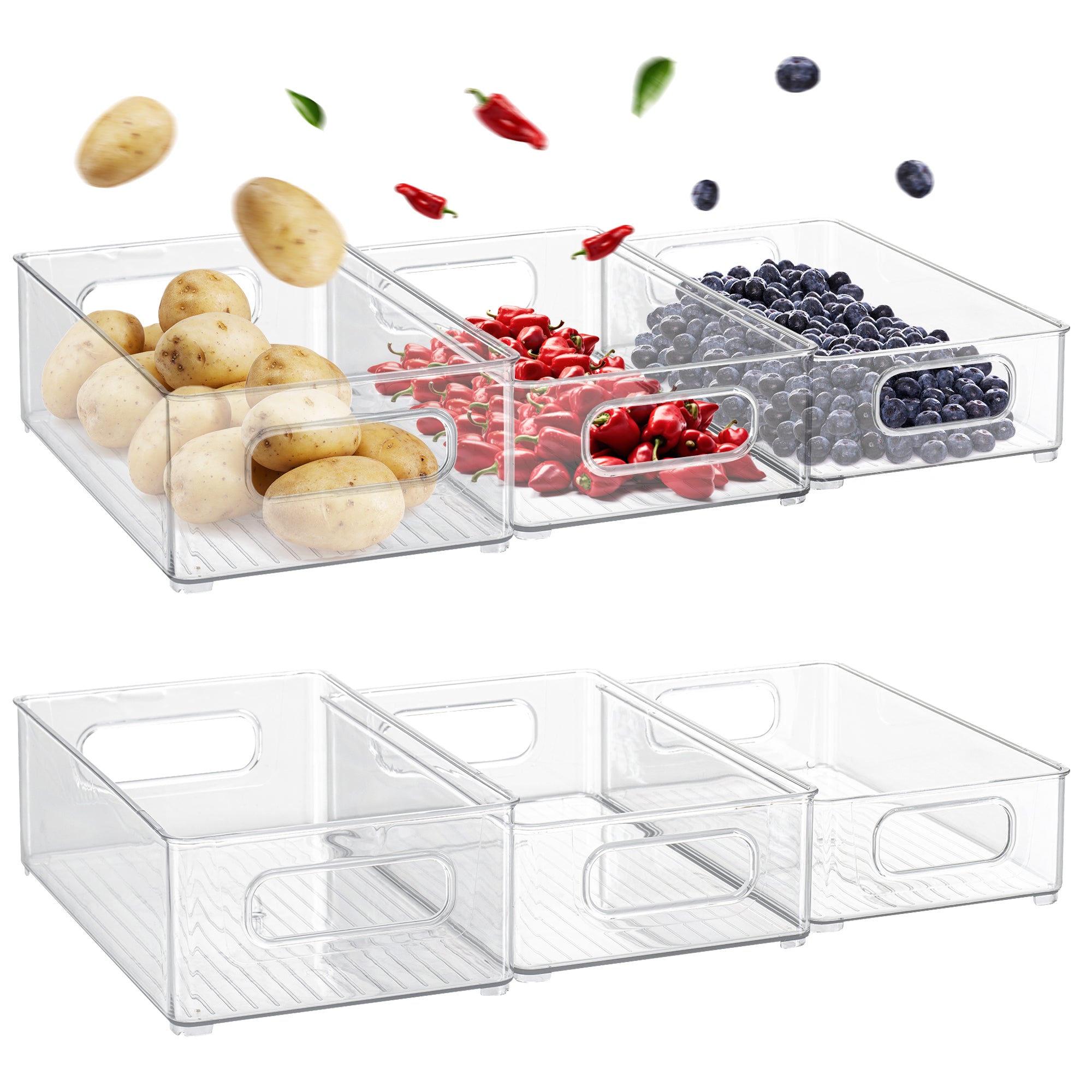 XIVADA Koelkast Organizer Tico - Stapelbaar - 3 maten - Pet - 6 stuks