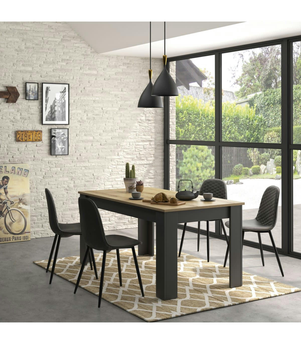 MANCHESTER - Table à manger rectangulaire extensible 8 pers.