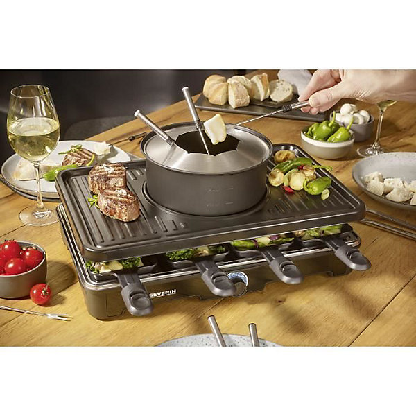 Appareil à raclette et fondue SEVERIN - RG2347 - Jusqu'à 8 personnes - 1400W