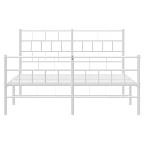 NNEVL Metal Bed Frame with Headboard and Footboard White 150x200 cm