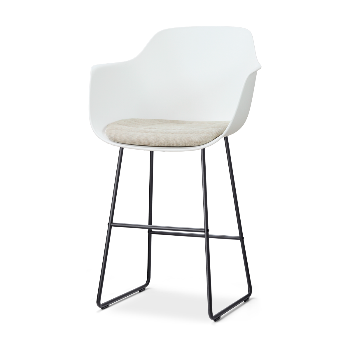 Nolon Nino-Liz Barkruk Wit met Naturelbeige Zitkussen Zwart Onderstel 75 Cm