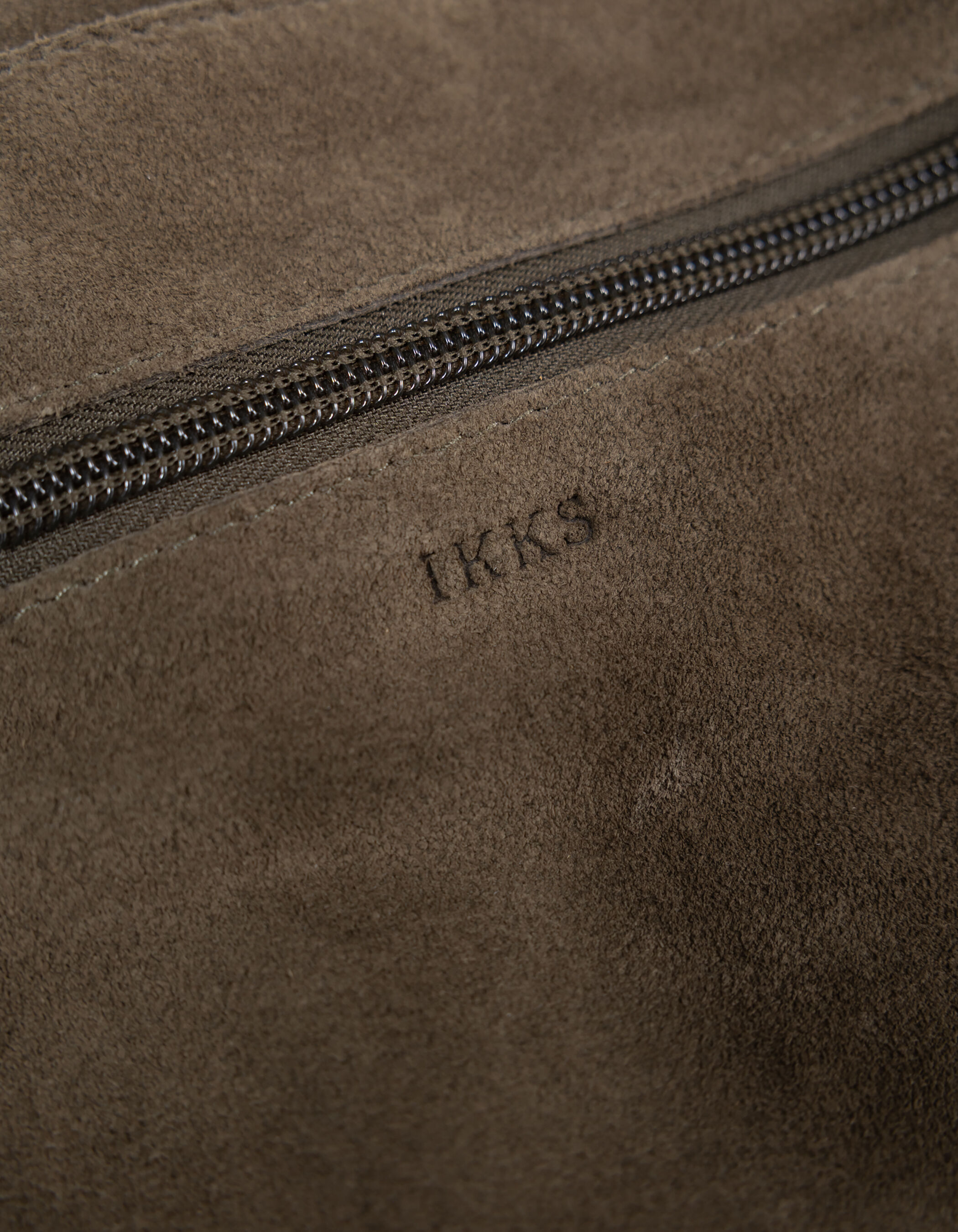 Sac Hobo kaki cuir velours