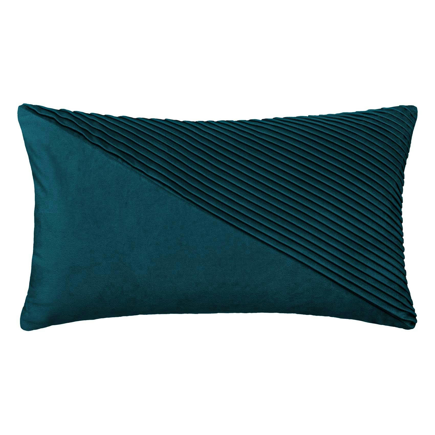 - Coussin en velours déhoussable avec plis bleu canard