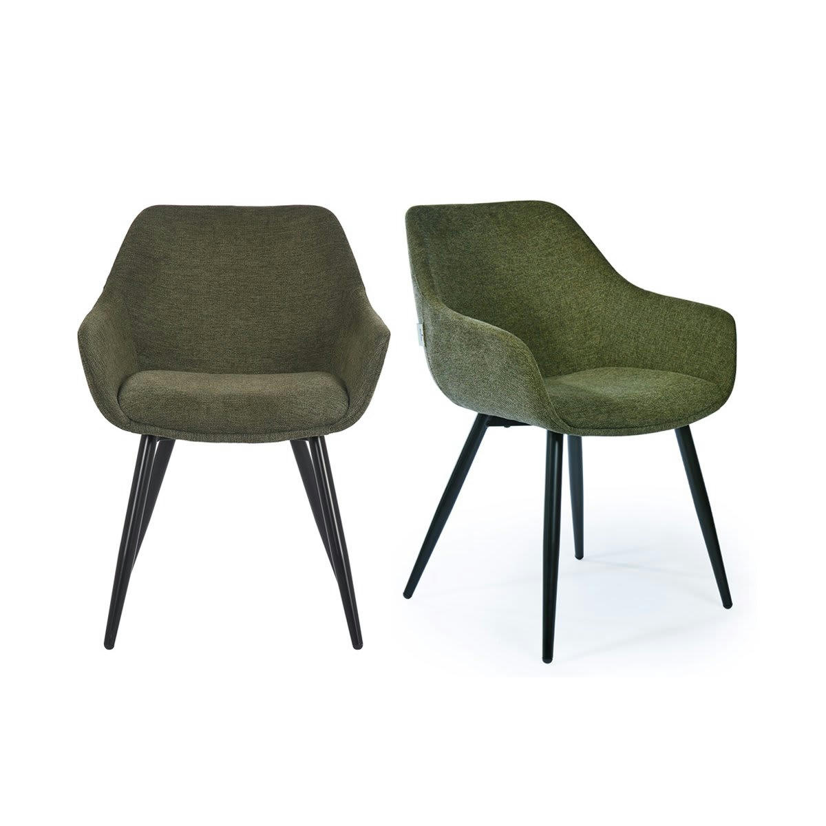 MOMAZ - Lot de 2 chaises style rétro avec accoudoirs vert