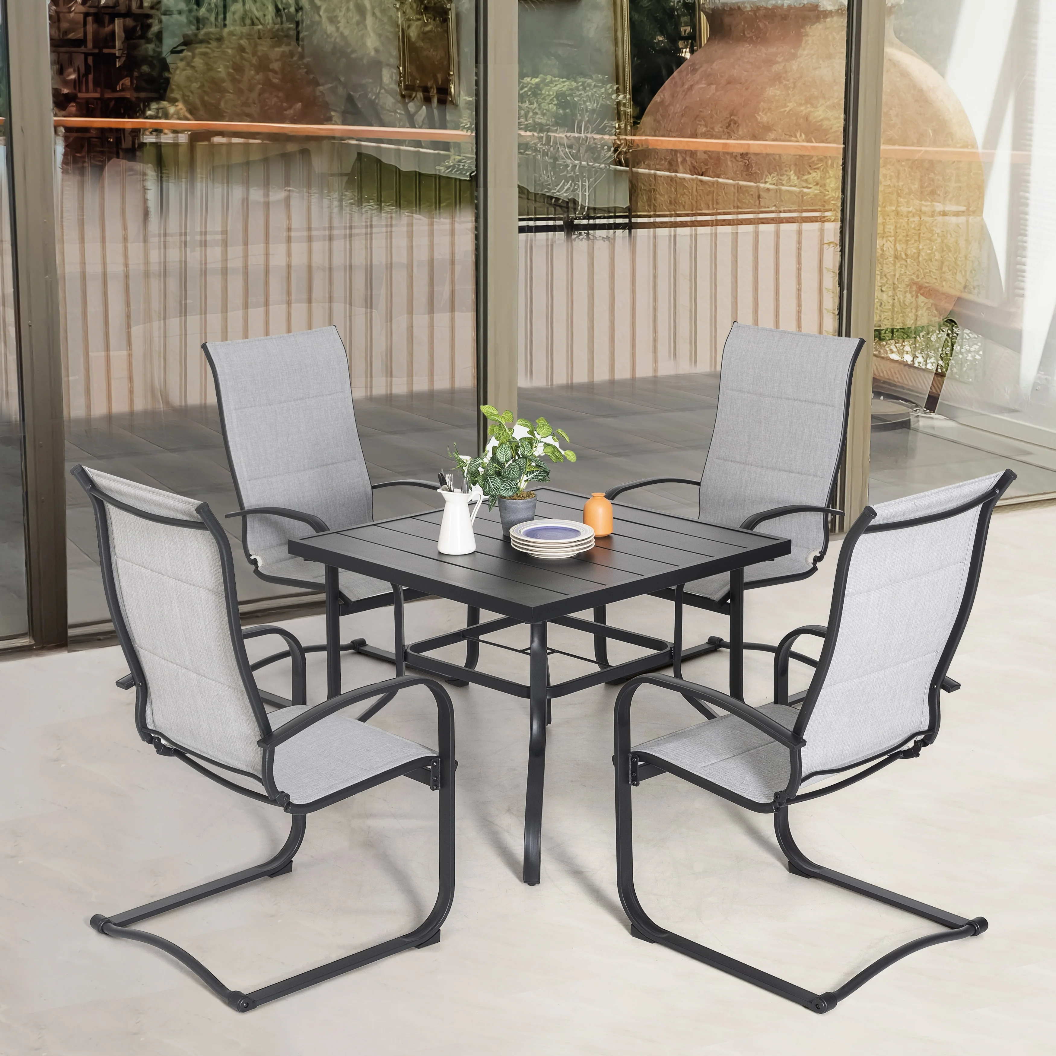 Outdoor 5-Piece Iron Dining Set