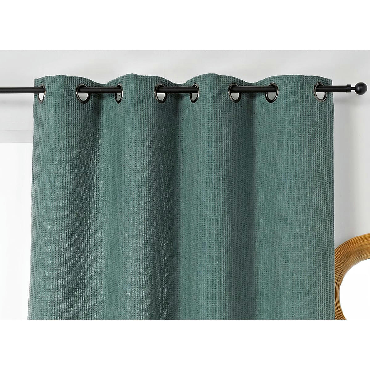 - Rideau en nid d'abeille coton vert 140x245 cm