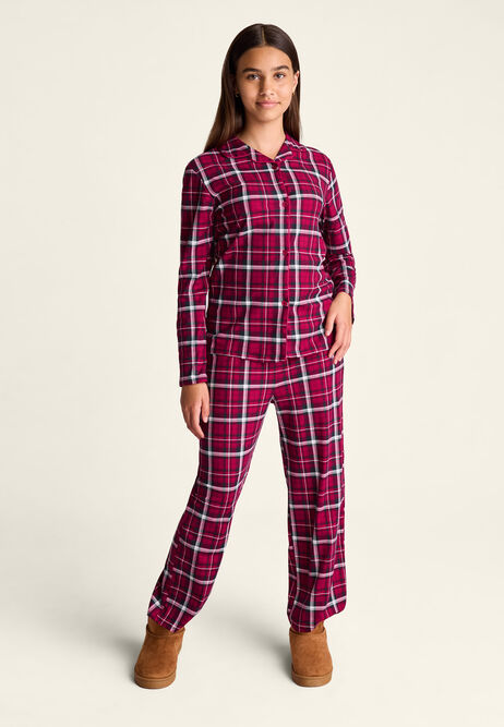 Kids Unisex Red Check Print Revere Family Pyjama Set