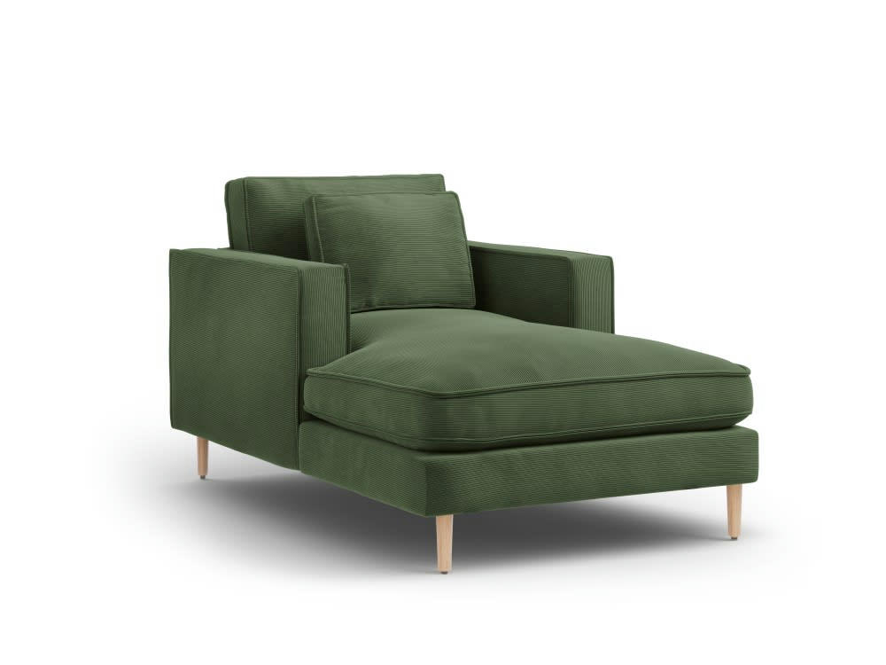 ALEXIS - Méridienne 1 place en tissu structuré vert