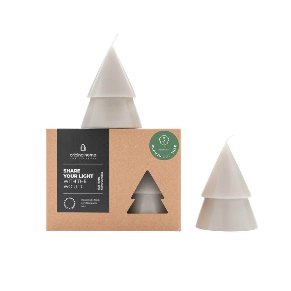 Originalhome dennenboom kaars - lichtgrijs - M - set van 2