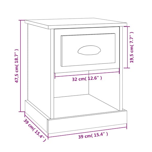 NNEVL Bedside Cabinet Black 39x39x47.5 cm Engineered Wood