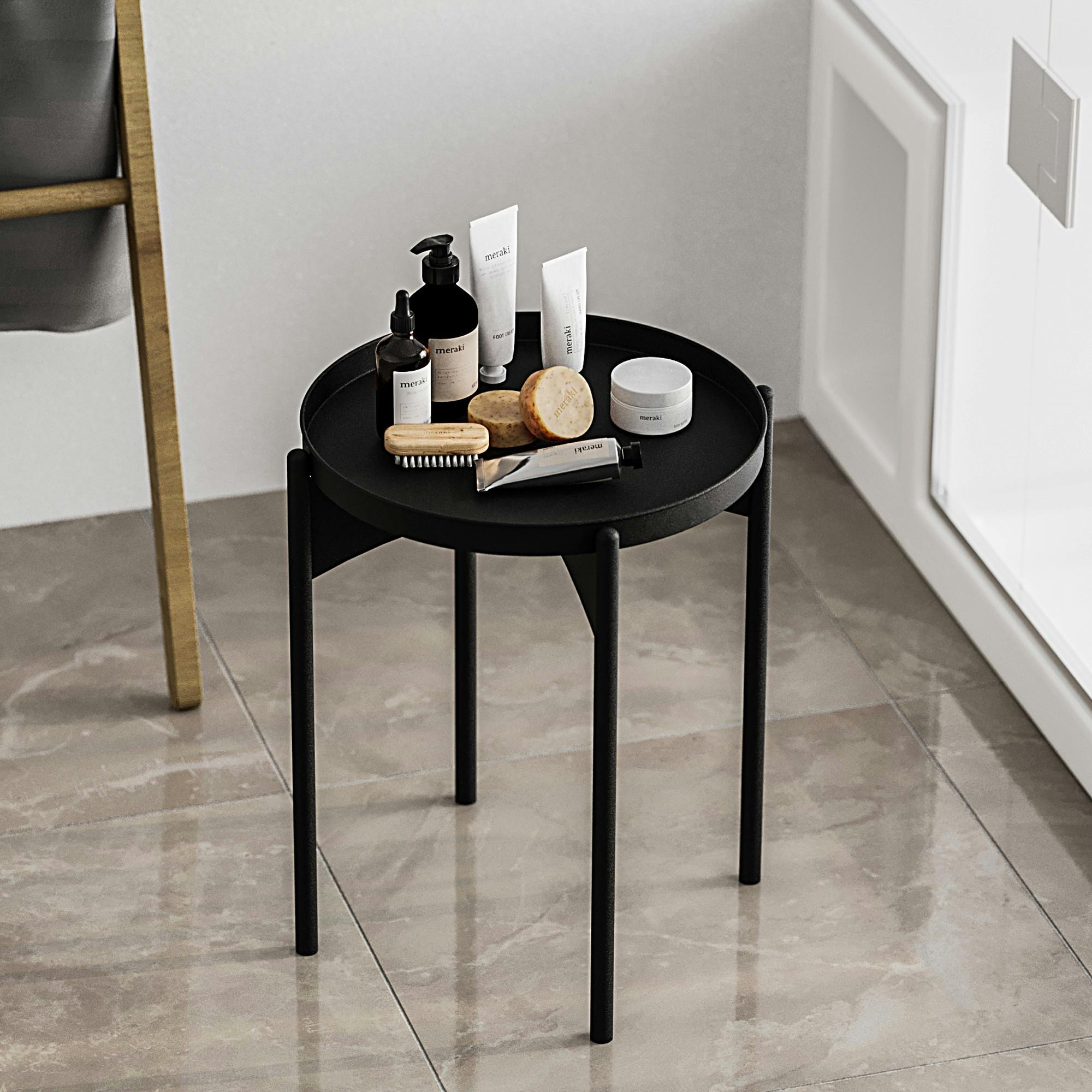 Petite table ronde noire design & plateau assorti SFAX