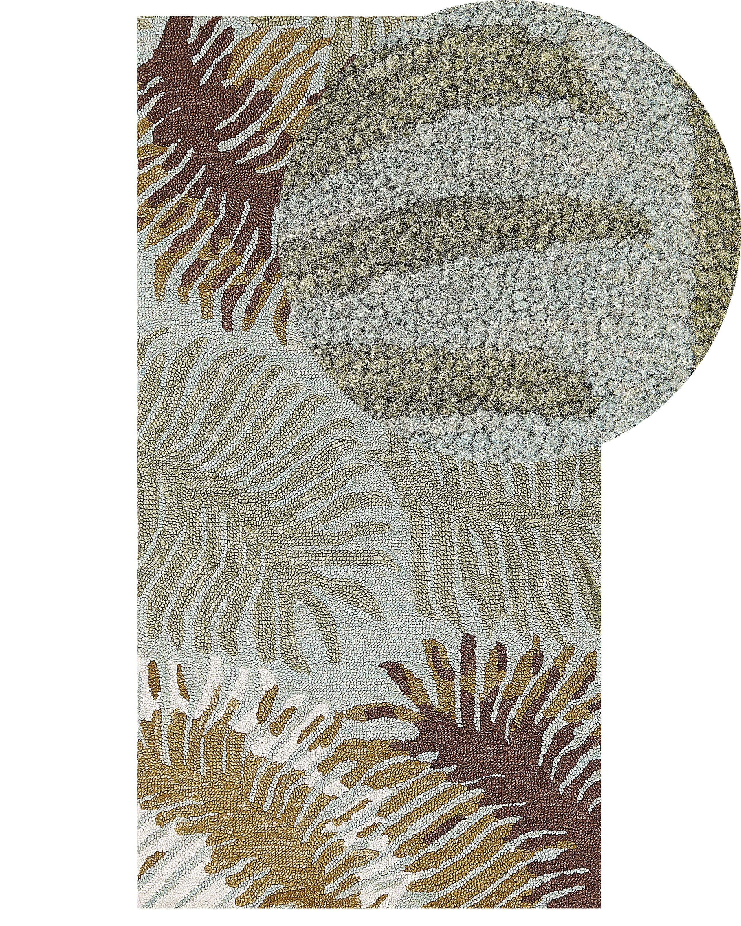 Dywan wełniany 80x150 cm niebieski zielony
