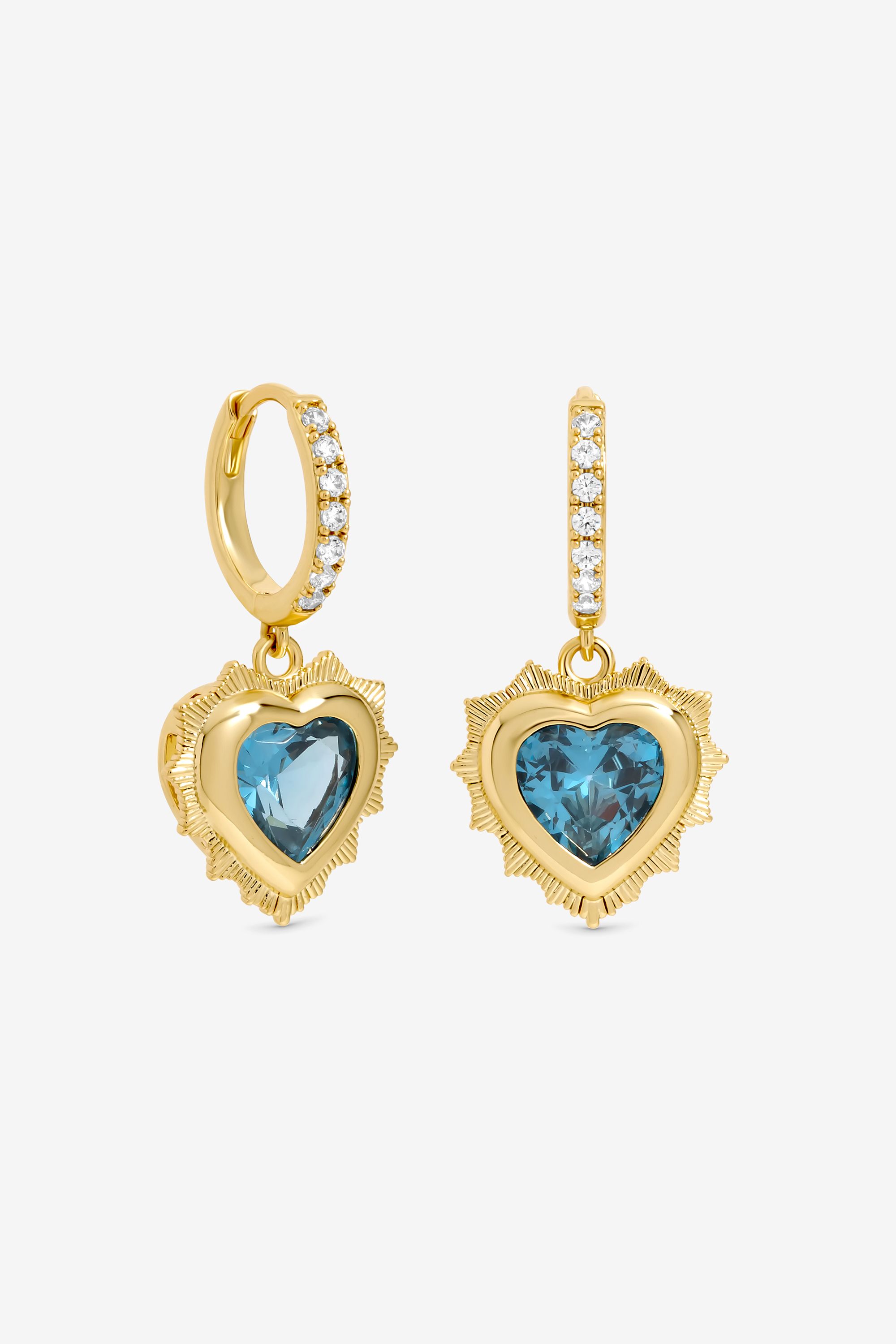 Jon Richard 14Ct Real Gold Plated Heart Birthstone Huggie Earrings- March