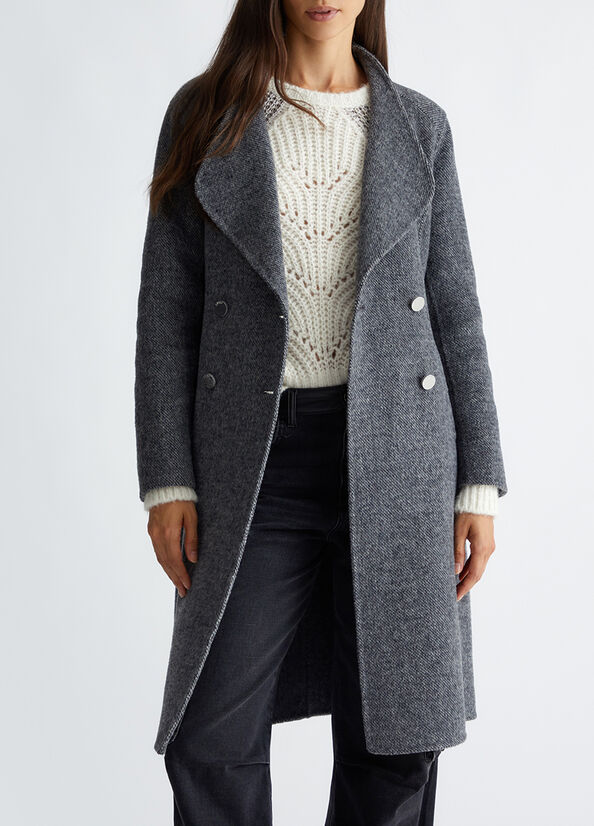 Cappotto doppiopetto in misto lana