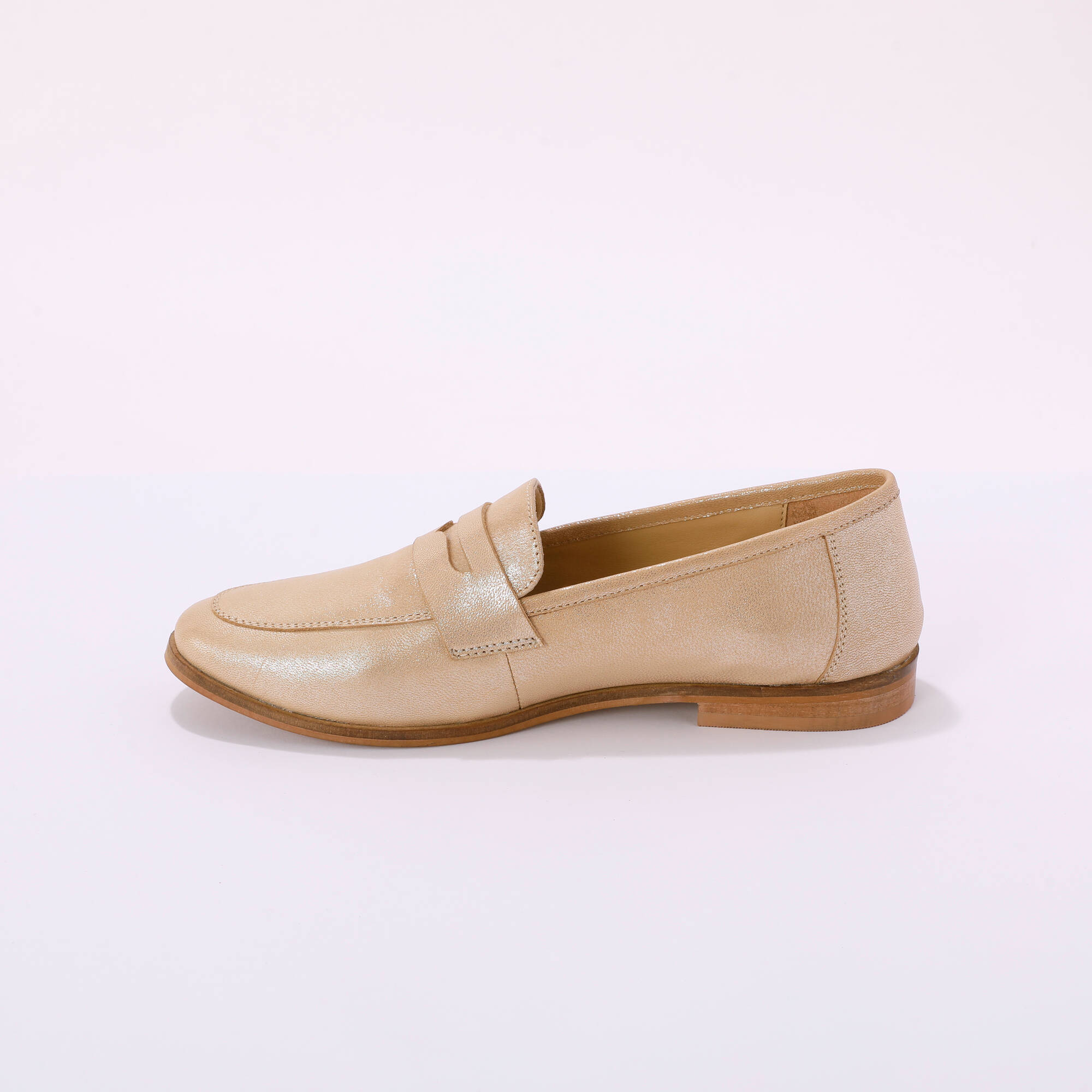 Mocassins cuir irisé doré