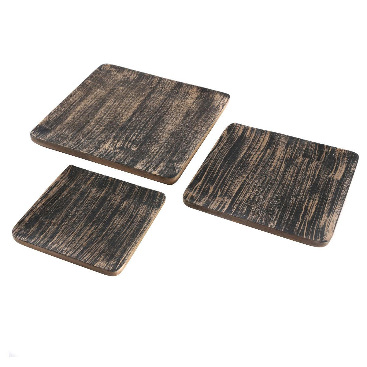 HILO - Plat décoratif carré en bois de manguier noir 25 cm